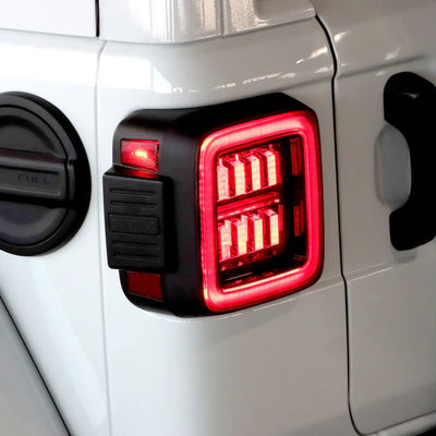 AlphaRex 18-25 Jeep Wrangler JL NOVA-Series Prismatic LED Tail Lights Black-Red