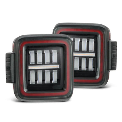 AlphaRex 18-25 Jeep Wrangler JL NOVA-Series Prismatic LED Tail Lights Black-Red