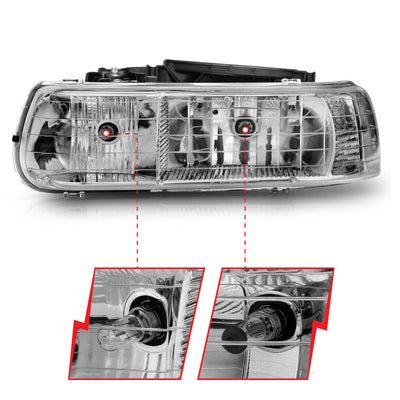 Anzo 1999-2002 Chevrolet Silverado 1500 Crystal Headlights Chrome