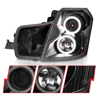 Anzo 2003-2007 Cadillac Cts Projector Headlights w/ Halo Black (CCFL)
