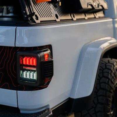 AlphaRex 19-25 Jeep Gladiator JT NOVA-Series Prismatic LED Tail Lights Black-Red