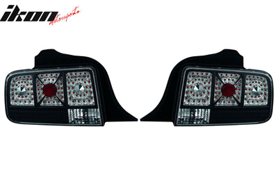 2005-2009 Ford Mustang Black Clear Lens LED Tail Lights Brake Lamp