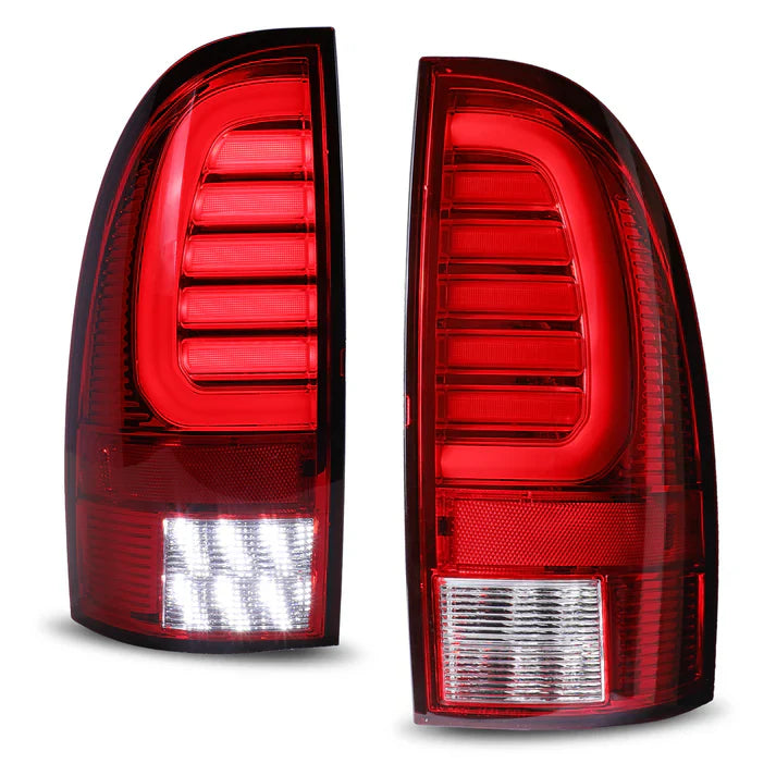 Winjet 2005-2015 Toyota Tacoma LED Sequential Tail Light w/Red Turn Signal - Chrome / Red