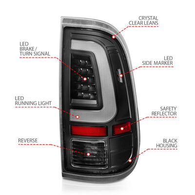 ANZO 2008-2016 Ford F-250 LED Taillights Black Housing Clear Lens (Pair) 311356