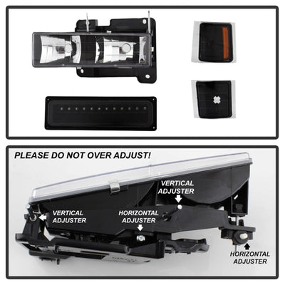SPYDER Xtune 92-94 Blazer Full Size Corner/LED Bumper Headlights Black HD-JH-CCK88-LED-AM-BK-SET 5069542