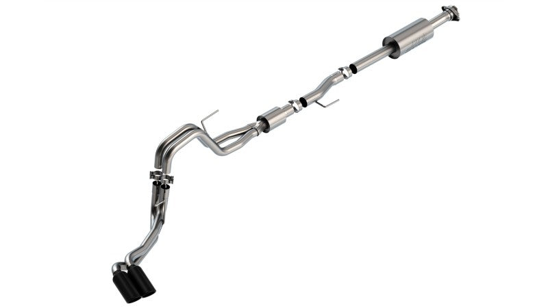 Borla F-150 2021 5.0L 4dr CC SB EC STB Lariat/KR/Pltm/LTD 3/2.25 DSE Cat-Back S-Type Black CHR Tips 140874BC