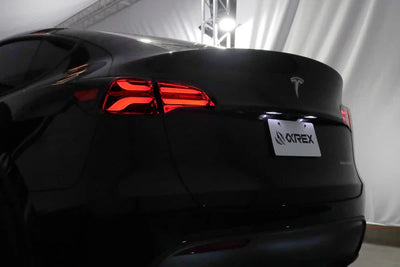 AlphaRex 20-24 Tesla Model Y / 22-23 Model 3 (With Stock Amber Turn Signal) PRO-Series LED Tail Lights Red Smoke