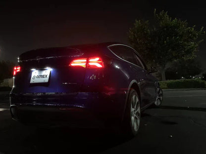 AlphaRex 20-24 Tesla Model Y / 22-23 Model 3 (With Stock Amber Turn Signal) PRO-Series LED Tail Lights Red Smoke