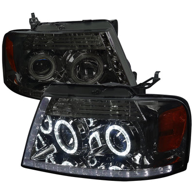 Spec-D 04-08 Ford F150 Projector Headlights LED strip Chrome