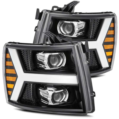 AlphaRex 07-13 Chevrolet Silverado PRO-Series Halogen Projector Headlights Jet Black
