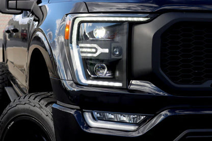 AlphaRex 21-23 Ford F150 / 21-23 Ford F150 Raptor LUXX-Series LED Projector Headlights Black