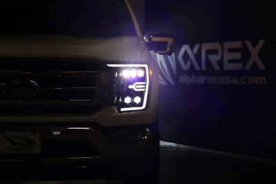 AlphaRex 21-23 Ford F150 / 21-23 Ford F150 Raptor NOVA-Series LED Projector Headlights Alpha-Black