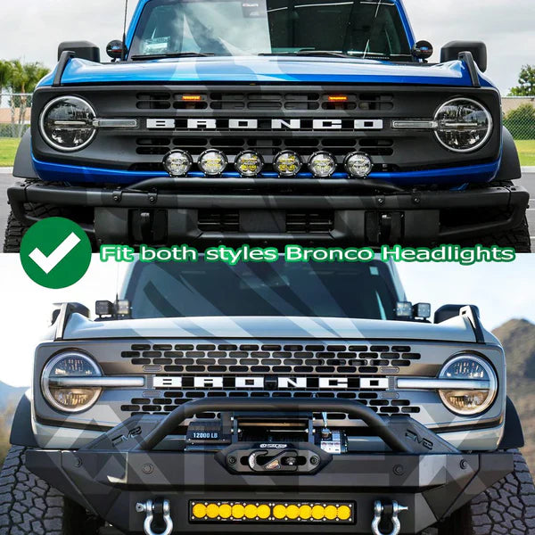 AlphaRex 21-25 Ford Bronco /22-25 Ford Bronco Raptor NOVA-Series LED Projector Headlights Alpha-Black