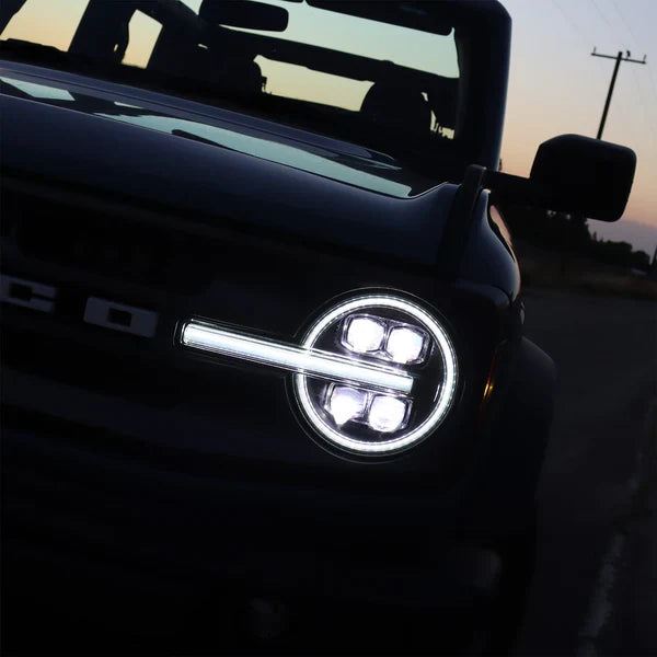 AlphaRex 21-25 Ford Bronco /22-25 Ford Bronco Raptor NOVA-Series LED Projector Headlights Alpha-Black