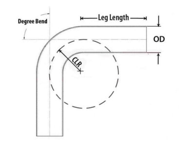 HPS Performance Products HPS 2" OD 100 Degree Bend 6061 Aluminum Elbow Pipe Tubing 16 Gauge w/ 3 1/8" CLR