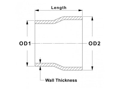 HPS Performance Products HPS 4" - 4-1/2" OD, 7" long 6061 Aluminum Step Up Transition Joiner Reducer Tube Piping