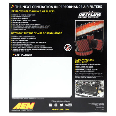AEM Induction AEM 19-20 Subaru WRX STI 2.5L DryFlow Air Filter 28-50092