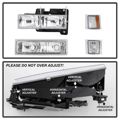 SPYDER Xtune Chevy Suburban 94-98 Headlights w/ Corner & Parking Lights 8pcs Chrome HD-JH-CCK88-AM-C-SET 5069535