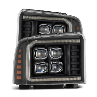 AlphaRex 05-07 Ford F250/350/450/550 Super Duty NOVA LED Proj HL Blk w/Actv Light & Seq Sig + SB DRL 880319 *Discontinued