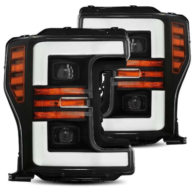 AlphaRex 17-19 Ford Super Duty PRO-Series Halogen Projector Headlights Black