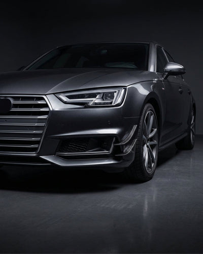 2017–2019 Audi A4 S-Line / S4 B9 Sedan Front Bumper Fins – Carbon Fiber