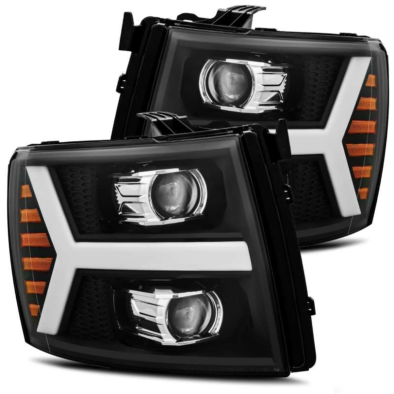 AlphaRex 07-13 Chevrolet Silverado PRO-Series Halogen Projector Headlights Black