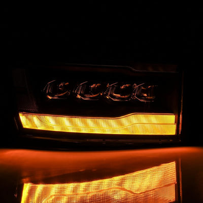 AlphaRex 06-08 Dodge Ram 1500HD NOVA LED ProjHeadlights Plank Style Blk w/Seq Signal/DRL/Amber LED 880536 *Discontinued