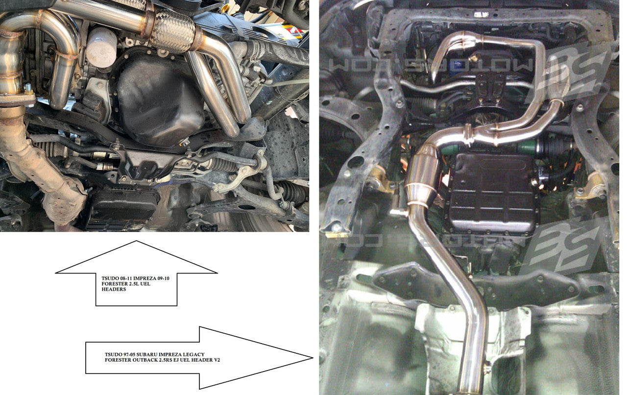 Tsudo Legacy 05-09 Outback 06-09 2.5L UEL Headers Downiope