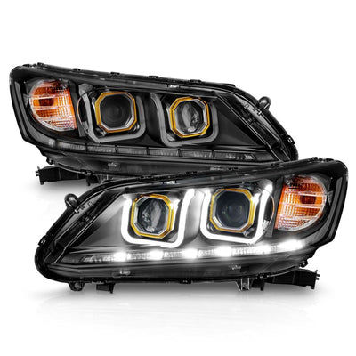 Anzo 2013-2015 Honda Accord Projector Headlights w/ U-Bar Black