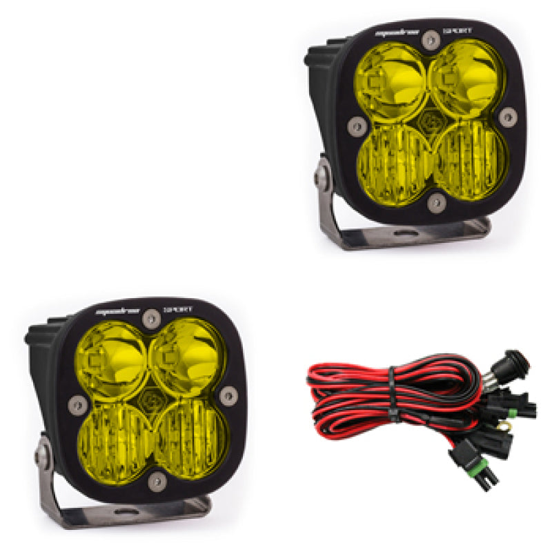 Baja Designs Squadron Sport Black LED Auxiliary Light Pod Pair - Amber Driving/Combo