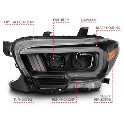 Anzo Toyota Tacoma '16-18 Projector Plank Style Switchback H.L Black Amber
