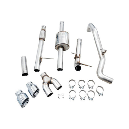 AWE Tuning 4th Gen GM 1500 5.3L 0FG Catback Dual Side Exit (Flat Bumper) - Chrome Tips