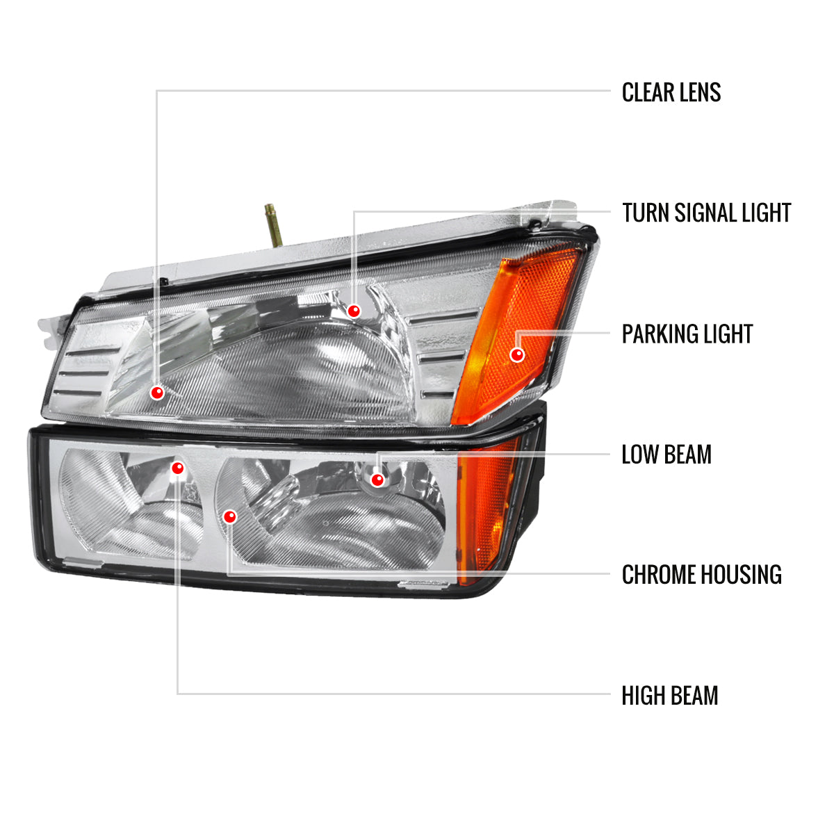 Spec-D 02-06 Avalanche 1500/2500 Headlights OEM Style Bumper Lights