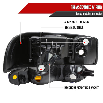 Spec-D 99-06 GMC Sierra/ 00-06 Yukon Denali Bumper Headlights Black