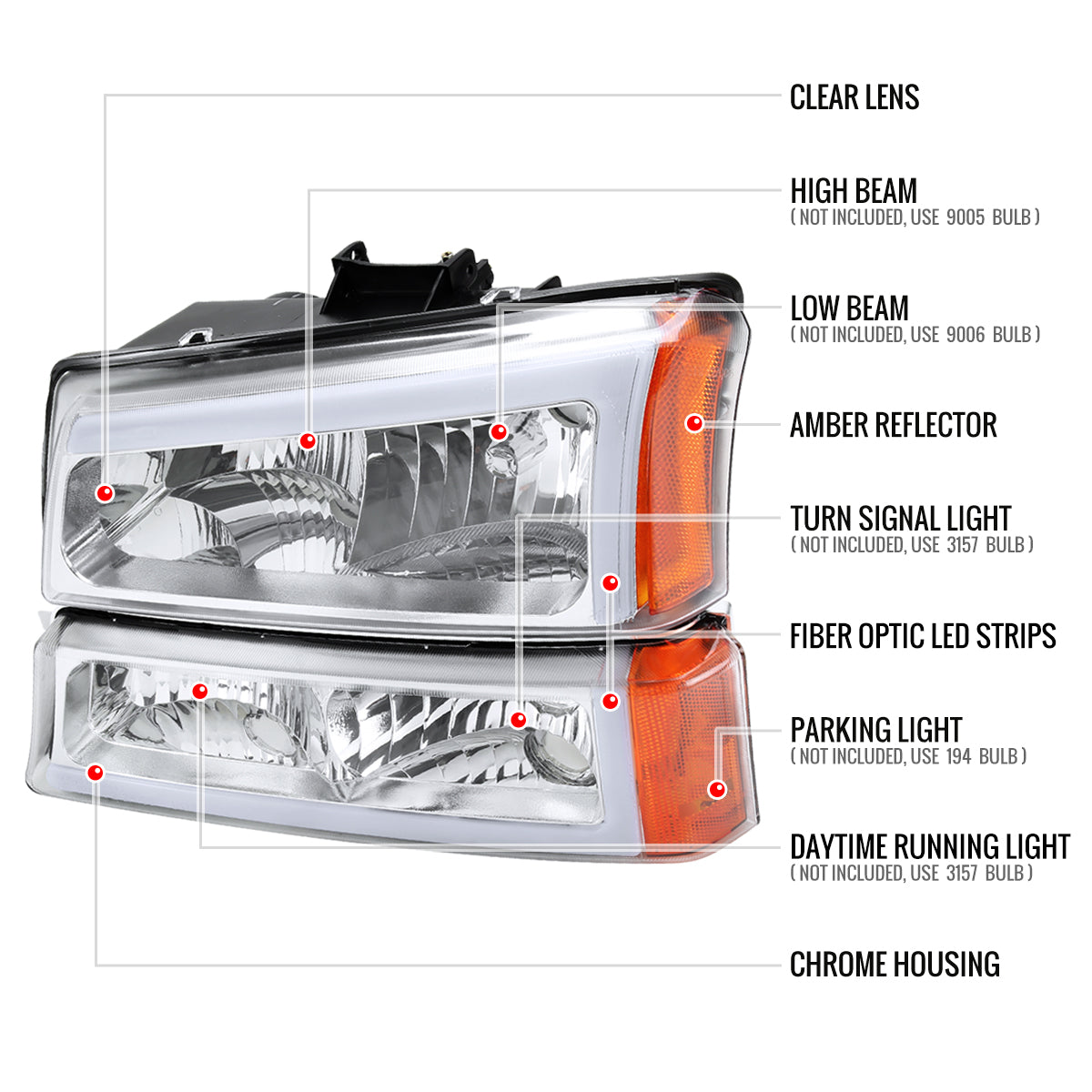 Spec-D 02-06 Avalanche/03-07 Silverado Bumper Lights OEM Style
