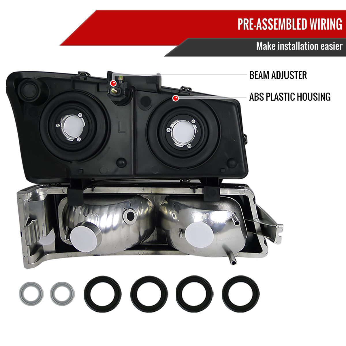 Spec-D 02-06 Avalanche 03-07 Silverado Headlights Bumper Lights