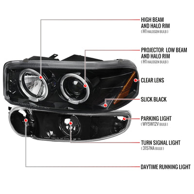 Spec-D 01-06 GMC Yukon/XL Denali/02-06 GMC Sierra Bumper Lights Black