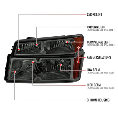Spec-D 04-12 Chevy Colorado GMC Canyon Tail Lights Black Red