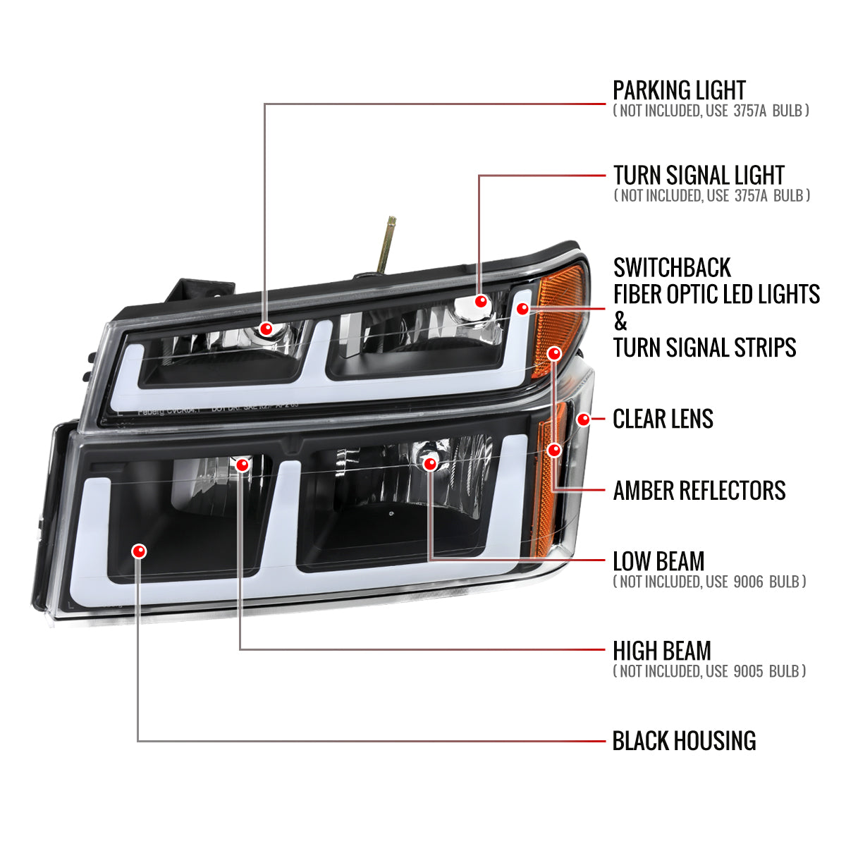 Spec-D 04-12 Colorado GMC Canyon Headlights Black/Amber Corner