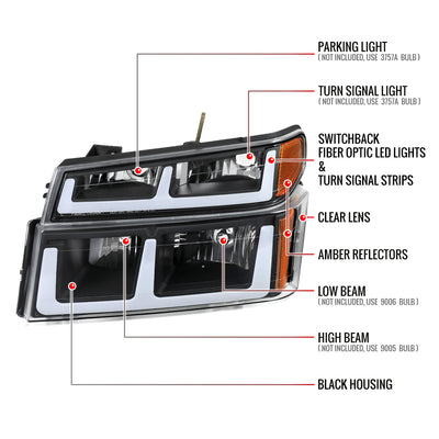 Spec-D 04-12 Colorado GMC Canyon Headlights Black/Amber Corner