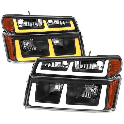 Spec-D 04-12 Colorado GMC Canyon Headlights Black/Amber Corner