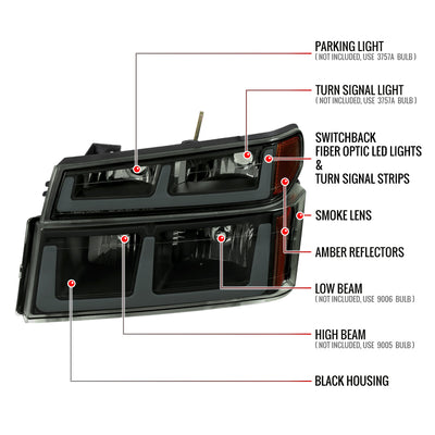Spec-D 04-12 Colorado GMC Canyon Headlights Black/Smoked