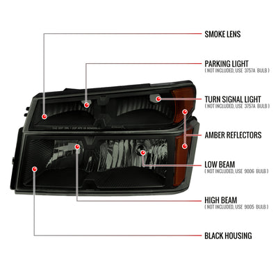 Spec-D 04-12 Colorado/GMC Canyon OE Headlights/Corner Lights Smoked