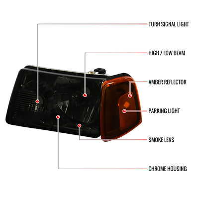 Spec-D 01-11 Ranger Headlights OEM Style Amber Corner Lights /Smoked