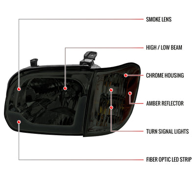 Spec-D 05-06 Tundra 05-07 Sequoia LED Bar Headlights Chrome/Smoked