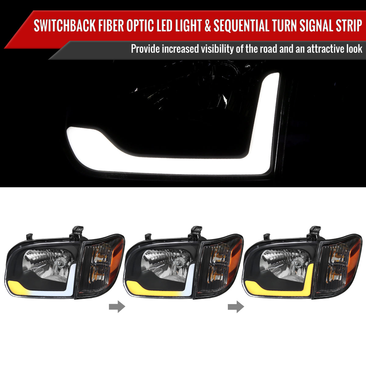 Spec-D 05-06 Tundra/05-07 Sequoia Headlights OEM Style SEQ Black