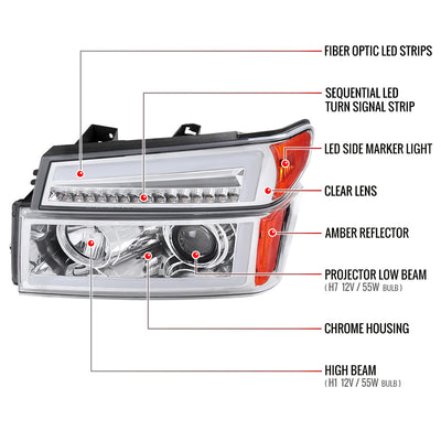 Spec-D 04-12 Colorado/GMC Canyon SEQ Pro Headlights Assembly Chrome