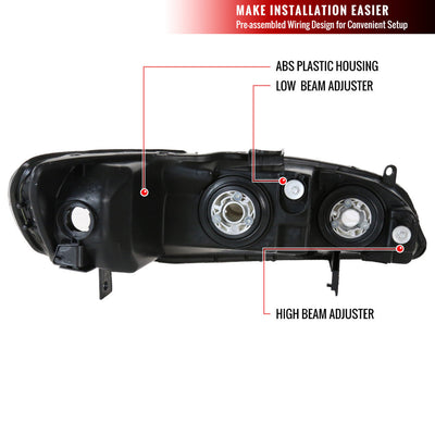 Spec-D 98-02 Honda Accord Headlights Crystal Matte Black/Clear
