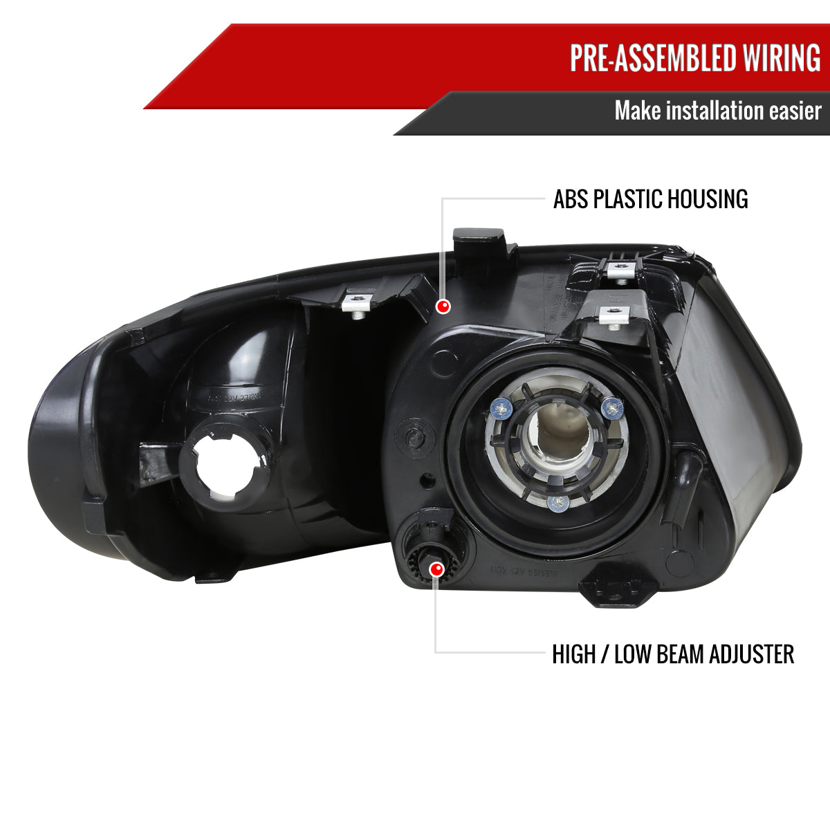 Spec-D 01-07 Dodge Caravan Headlights OEM Style Black/Clear