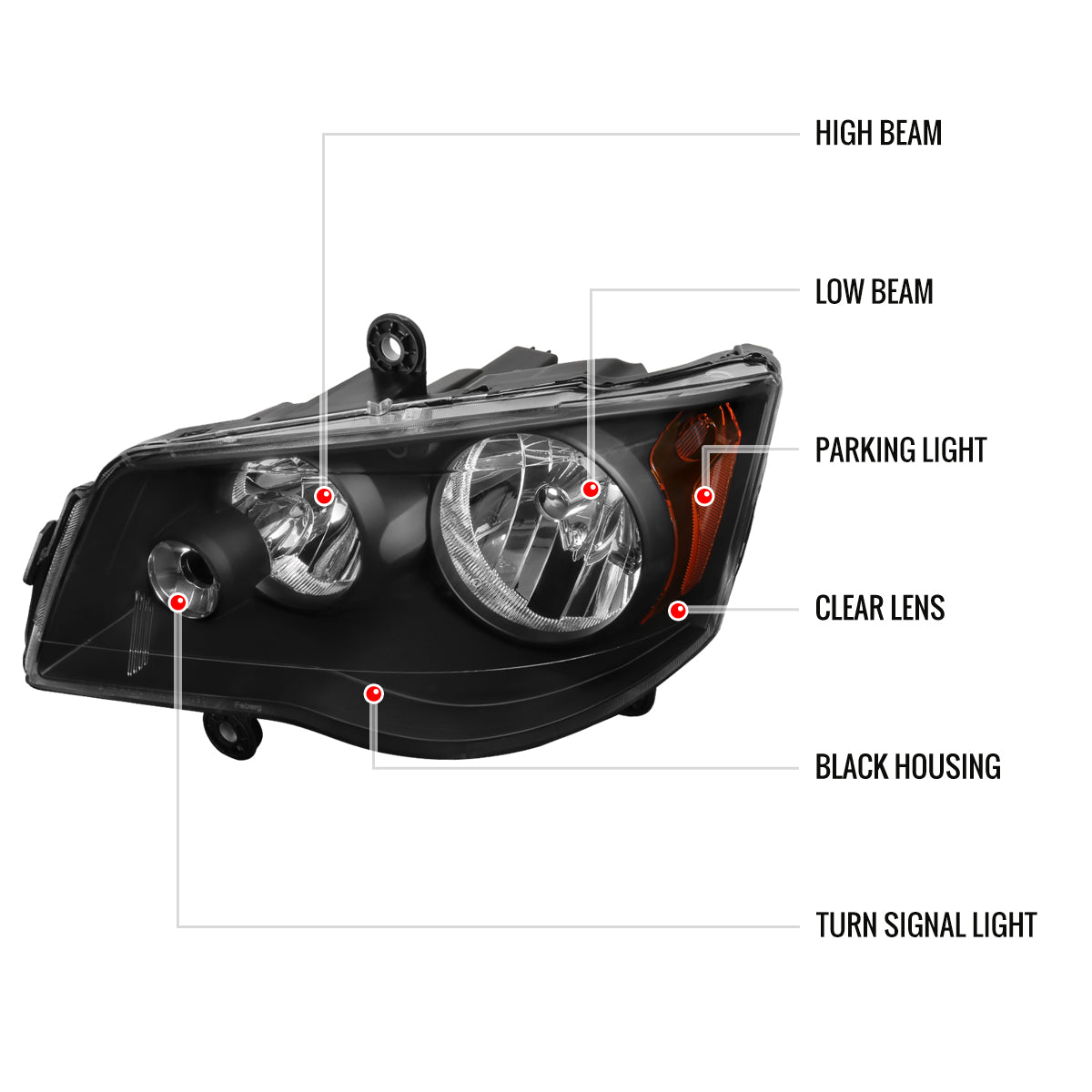 Spec-D 08-18 Grand Caravan Chrysler Town Country Headlights Black